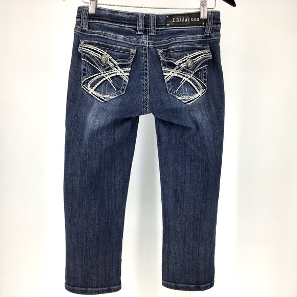 L.A. idol Cropped Dark Blue Wash Jeans, 29 - Picture 8 of 16
